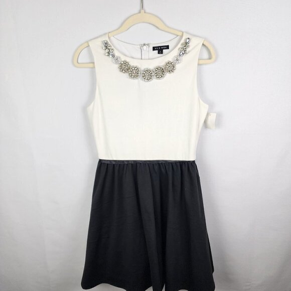 NWT As U Wish Fit and Flare Jeweled Mini Dress M - Picture 1 of 4
